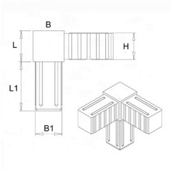 Plastová spojka - 3-nohý kus do profilu 25x25x2mm Plastová spojka - 3-nohý kus do profilu 25x25x2mm